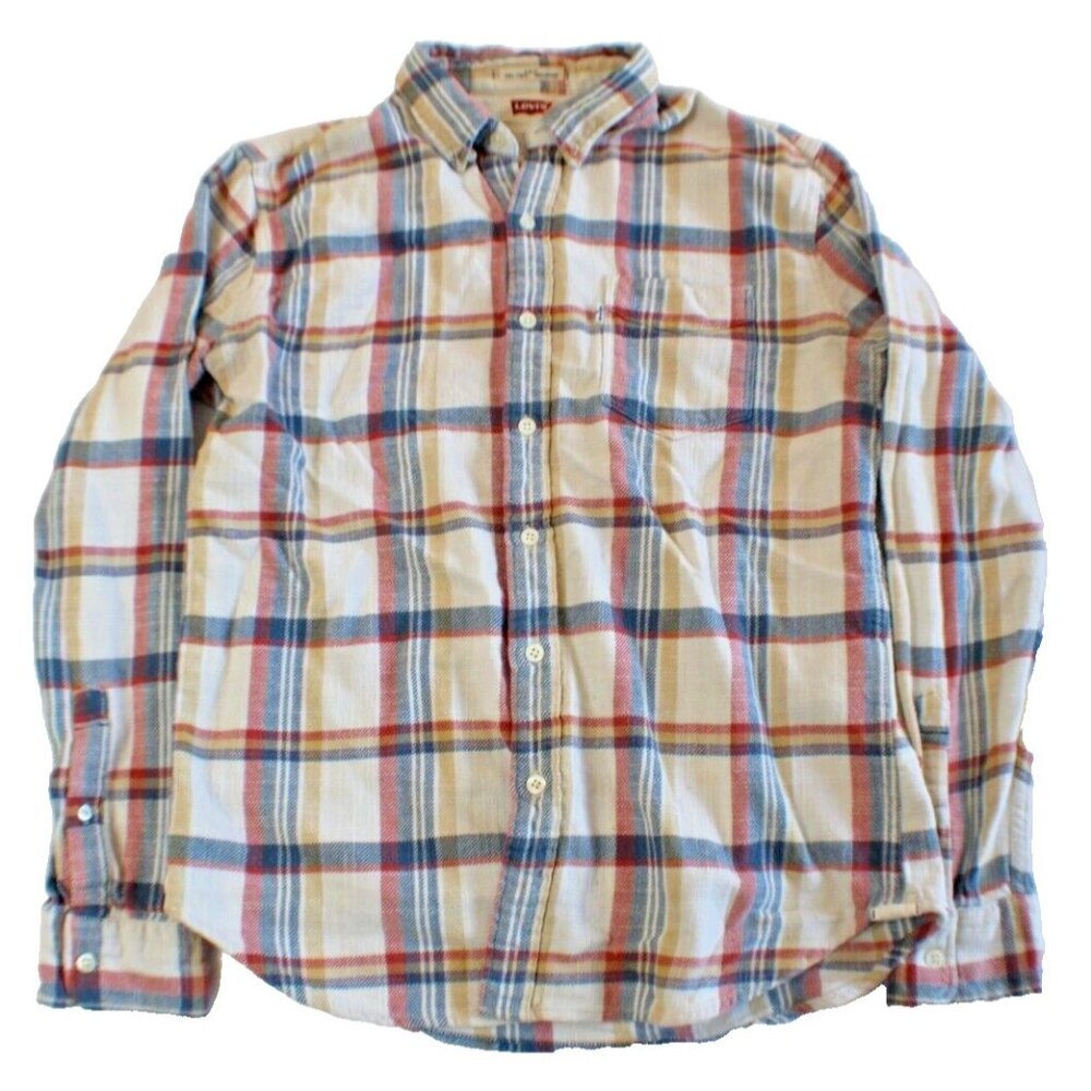 Vintage Levi's White Tab Slim Fit‎ Western Style Button Up Shirt Men's Size M